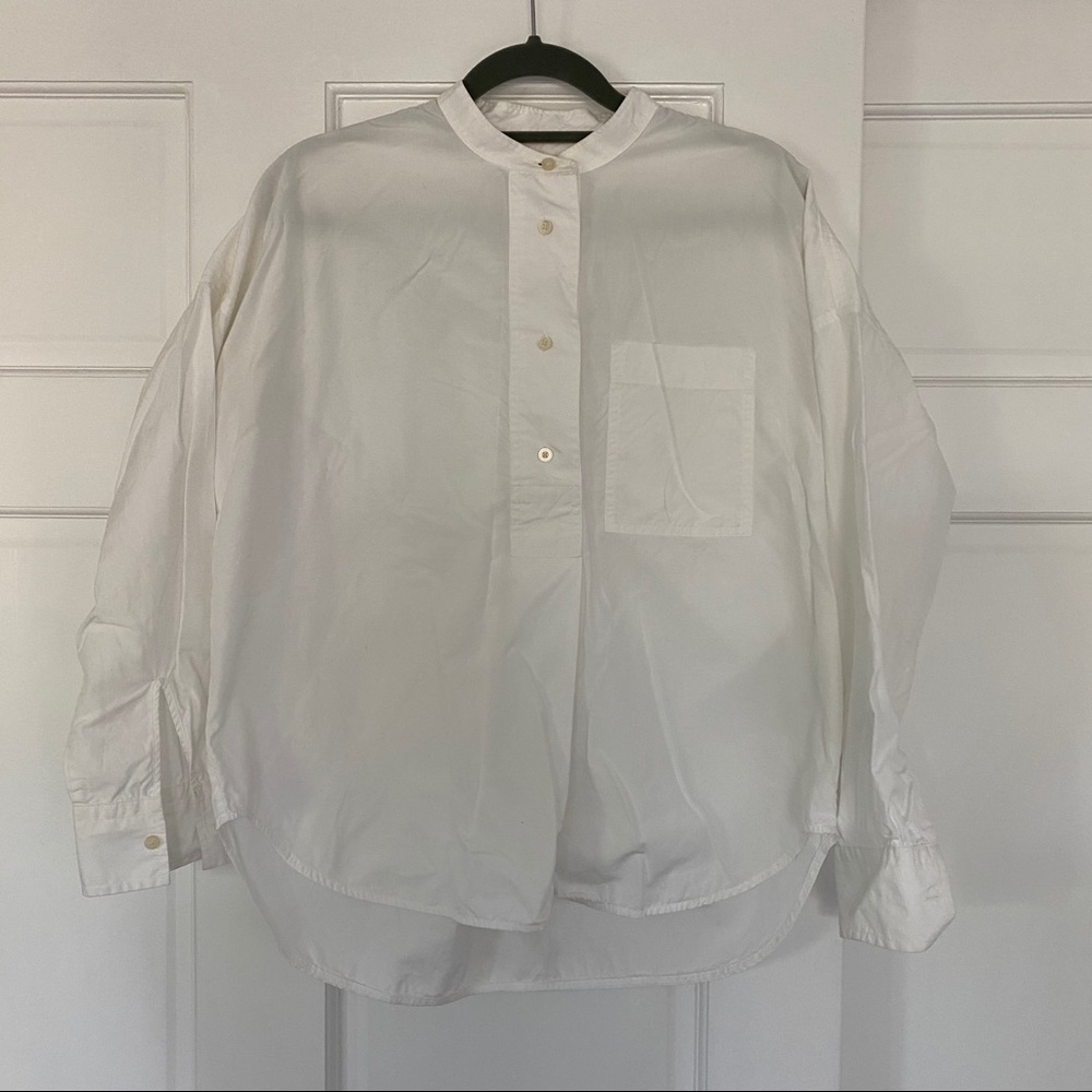 EVERLANE WHITE COTTON HENLEY SHIRT